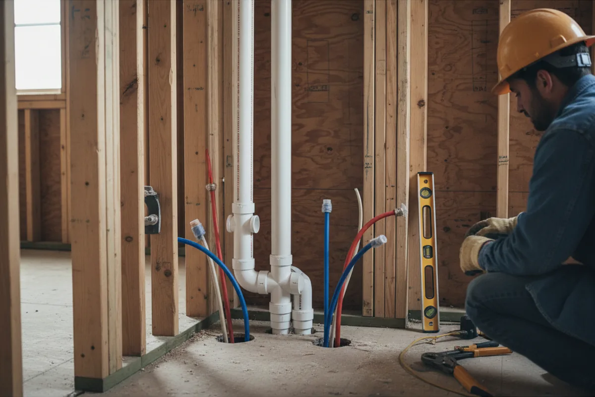 Drain and supply rough-in during Garbage Disposal Repair in Smith