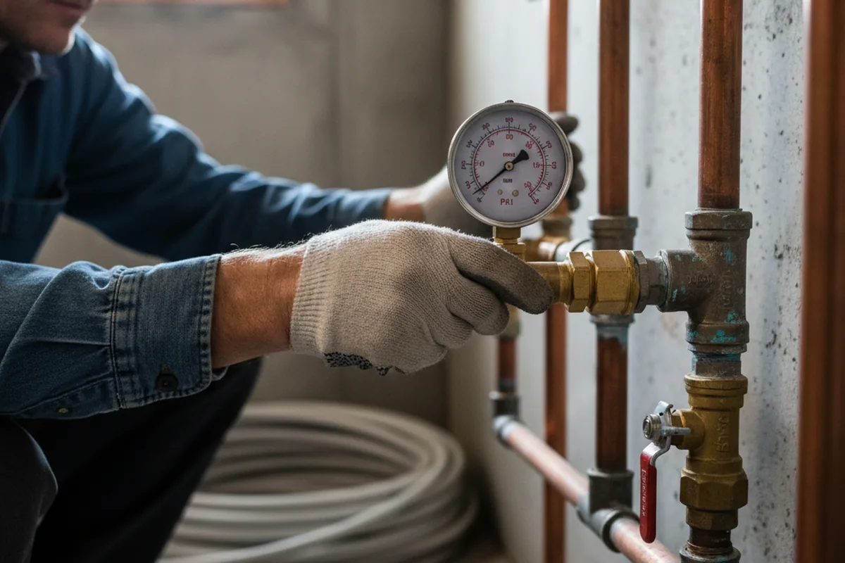 Pressure testing a repaired line during Water Line Repair in Smith
